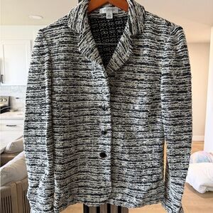 St. John Collection Black & White Textured Knit Jacket